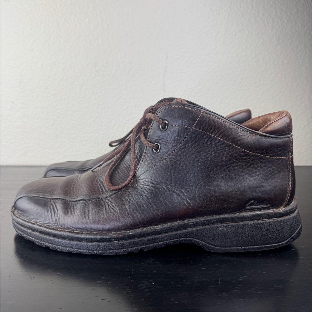 Vintage Clarks Men's Brown Leather Slip-On Boots, Size 13 In Great Condition!
